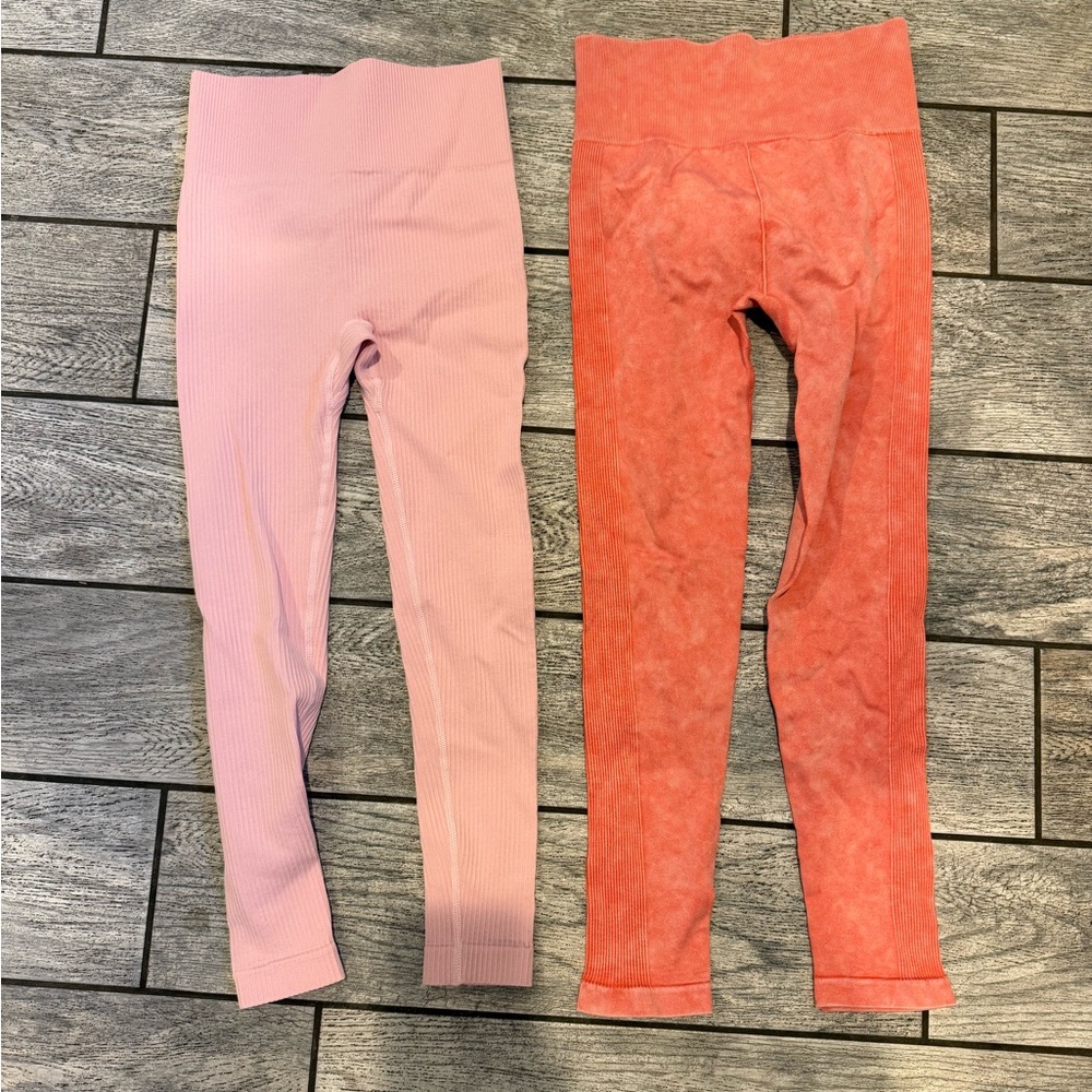 Ribbed leggings bundle Pink and Coral